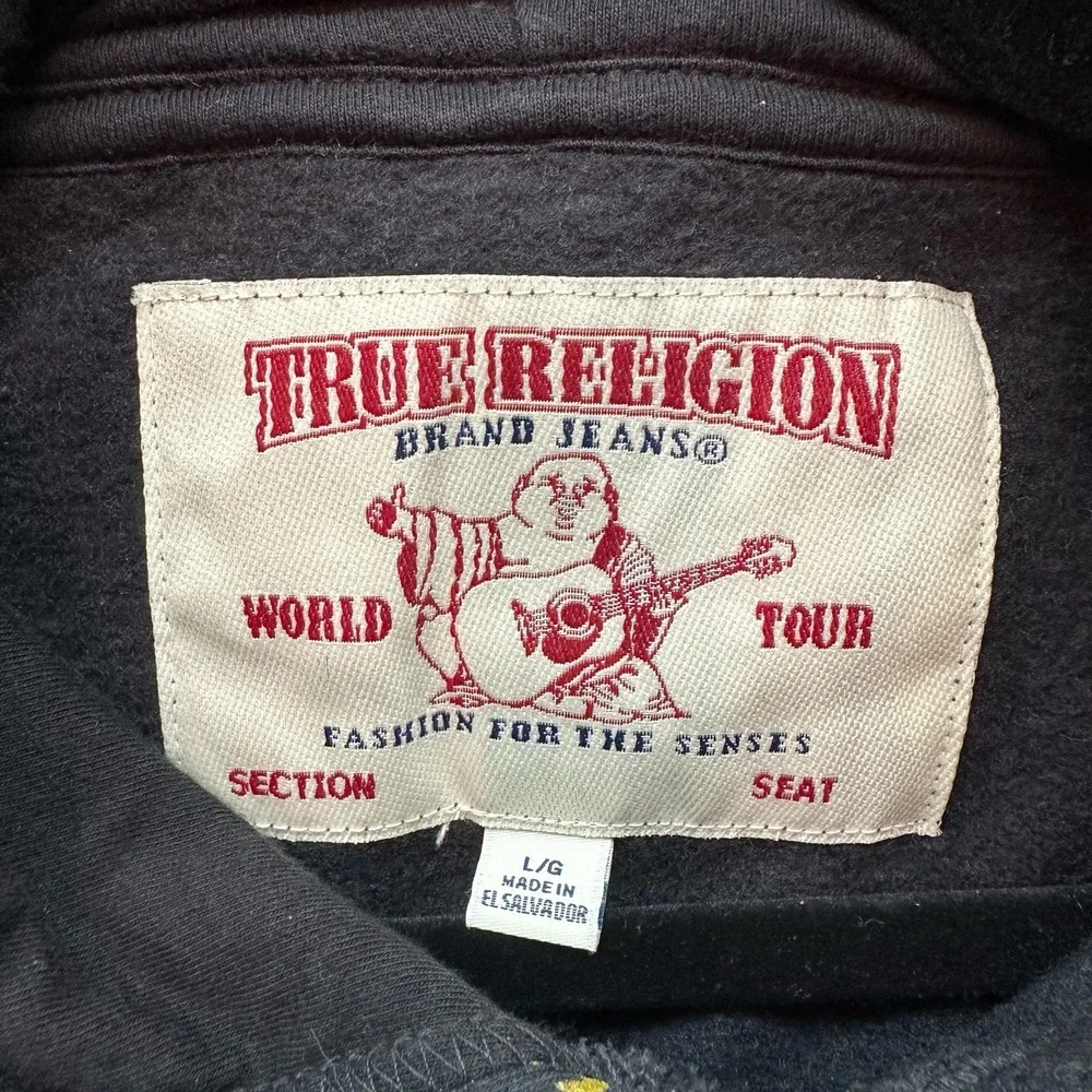 True Religion Men’s Monogram Horseshoe Logo Pullover‎ Hoodie Sweatshirt